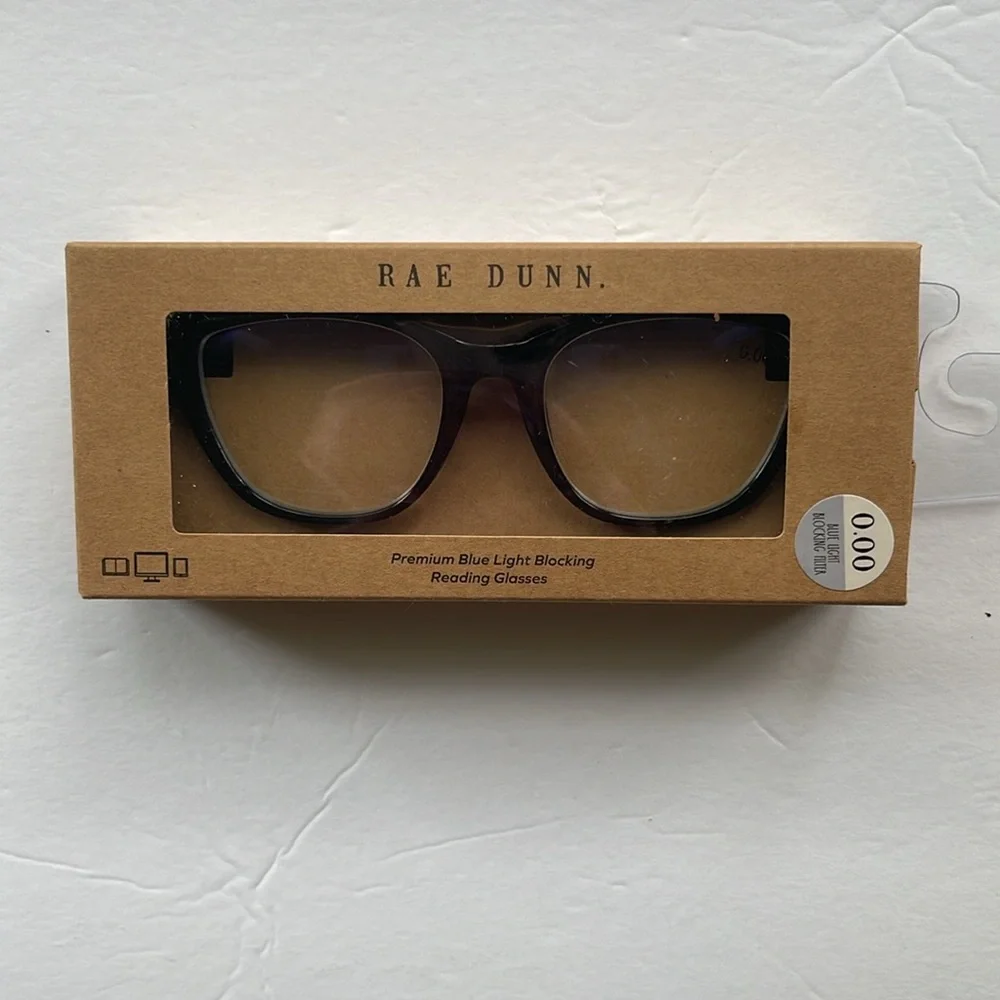Rae Dunn Premium Blue Light Blocking Reading Glasses 0.00 With Pouch Included.